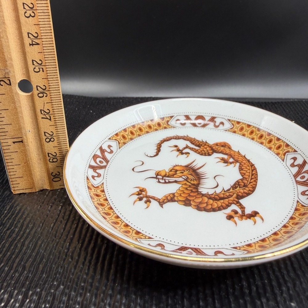 Bareuther Waldsassen Bavaria Germany Dragon Espresso Cup Saucer Set Orange Gold - Picture 9 of 16